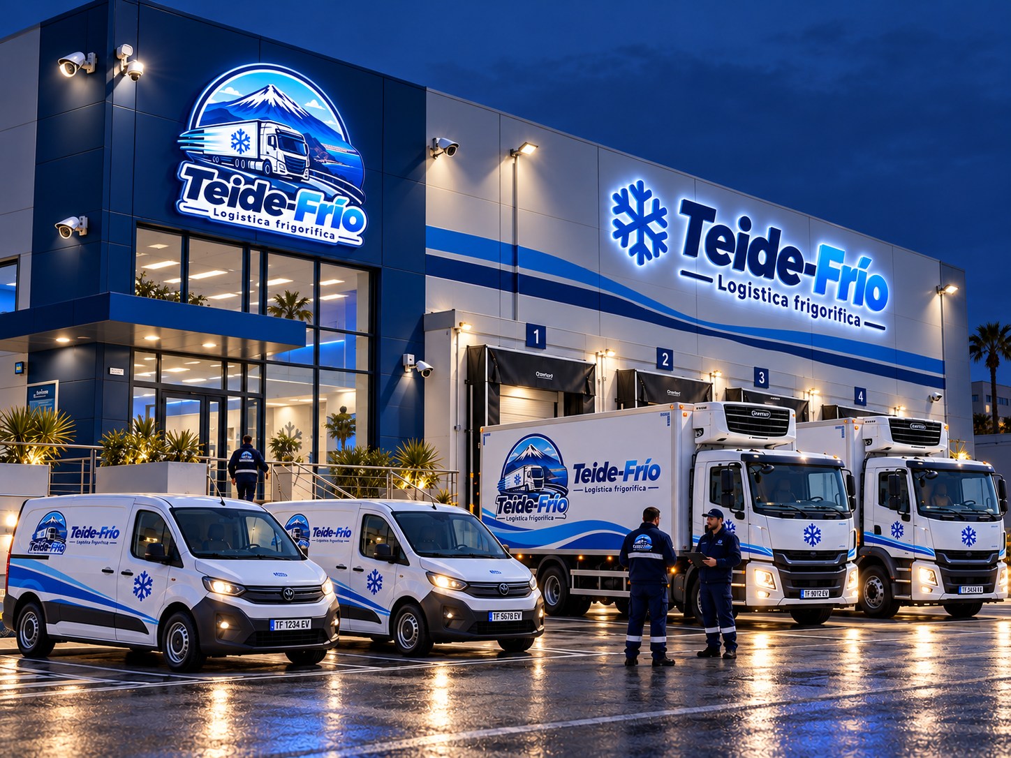 Instalaciones de Teide-Frío iluminadas por la noche
